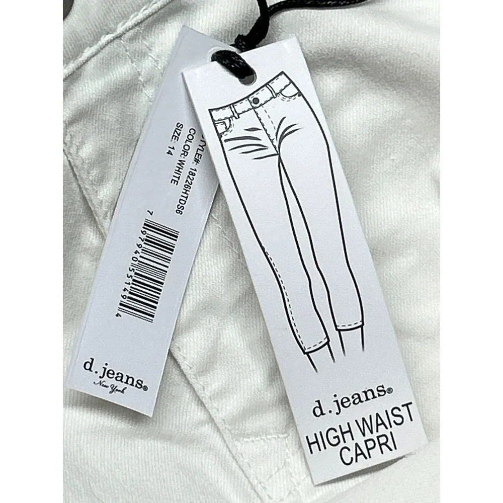 D Jeans Capri Pants Womens 14 White High Waist Modern Fit High Waist Solid New - Picture 11 of 13